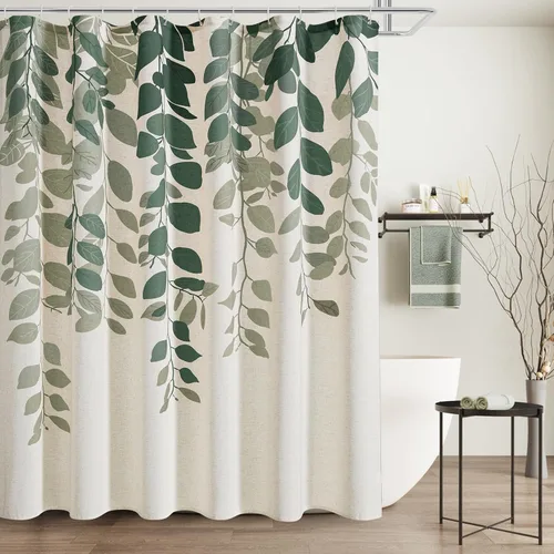 Miniatura 49 de BOODII Cortinas de ducha negras de 36 x 72 pulgadas, cortina de ducha de eucalipto de primavera para baño, cortina de baño con textura de flameado
