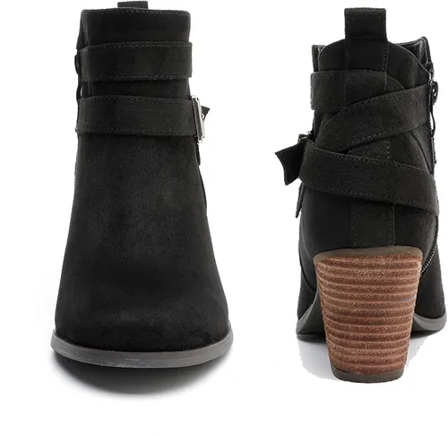 Miniatura 5 de Luoika Botines anchos para mujer, tacón medio extra ancho con cremallera lateral.