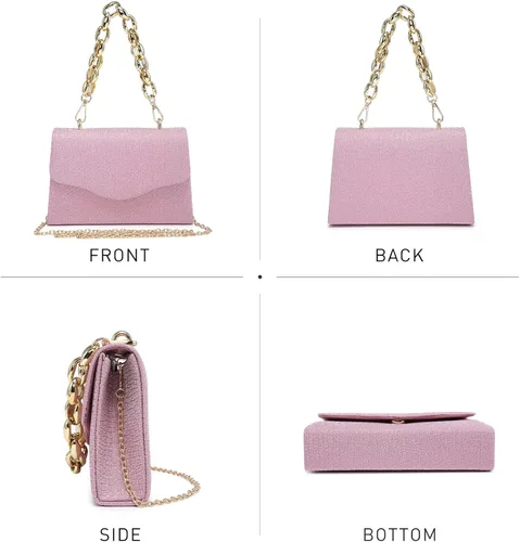 Miniatura 3 de Dasein Bolso de noche brillante para mujer con cadena gruesa, bolso de cóctel, bolso de graduación, lindo bolso de mano para fiesta de boda