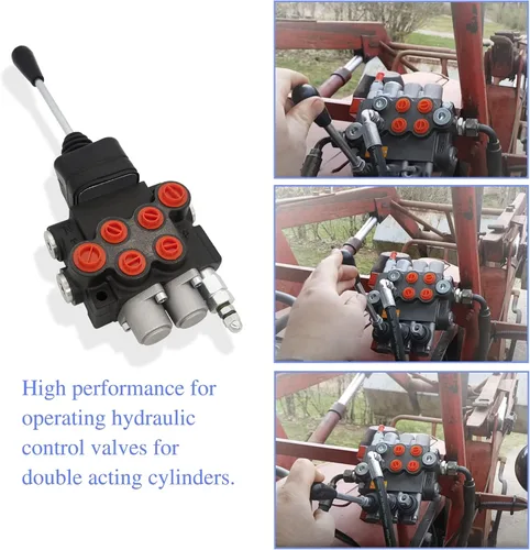 Miniatura 3 de Válvula hidráulica de 2 bobinas, válvula de control direccional hidráulica, válvula de control de joystick hidráulico de 11 GPM para tractores