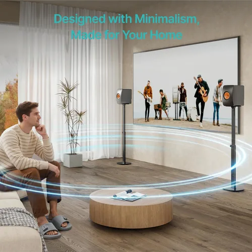 Miniatura 7 de Pegzone Par de soportes para altavoces de altura ajustable de 28.6 a 46.1 pulgadas, capacidad de 22 libras, soportes de altavoz de estantería