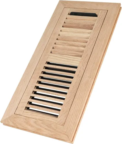 Miniatura 5 de Registro de piso de madera de roble blanco, montaje empotrado con marco, 4 x 10 pulgadas, sin terminar Blanco (White Oak)
