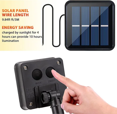 Miniatura 3 de Tira de luces LED solares para exteriores, impermeable, 10 pies, cinta cortable, iluminación de 3000 K, blanco cálido con 8 modos para valla