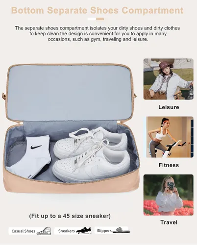 Miniatura 8 de Bolsa de viaje para mujer, bolsa deportiva para gimnasio, E1-beige