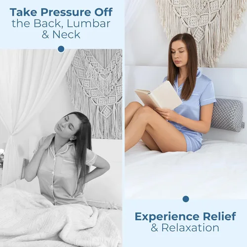 Miniatura 3 de 5 STARS UNITED Half Moon Bolster - Almohada semirenrollable y almohada de rodilla para personas que duermen de lado, 100% espuma viscoelástica