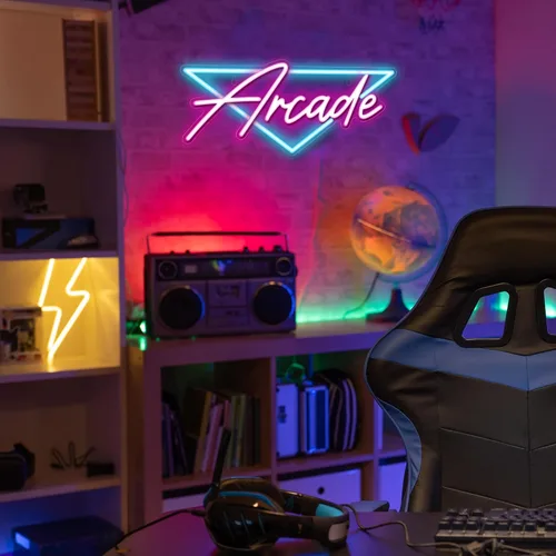 Miniatura 6 de Kavaas Letrero de neón de arcade, letreros LED para decoración de sala de arcade, letrero de neón retro para dormitorio de niños, decoración