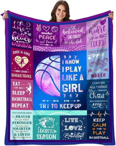 Manta de Regalos de Baloncesto para Niñas y Mujeres Manta de Tiro de Baloncesto de Franela Ultra Suave Mercancía Regalos Deportivos para Amantes del