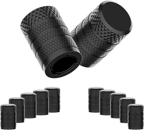 CKAuto Tapones de vástago de válvula de neumático, color negro, 10 unidades, juego de tapas de neumáticos de aluminio anodizado, resistentes a la