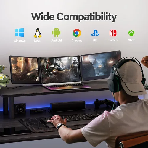Miniatura 7 de Nuevo monitor portátil extensor de pantalla para laptop mejorado, pantalla IPS FHD de 1080P, extensor de monitor para laptop, compatible con plug &