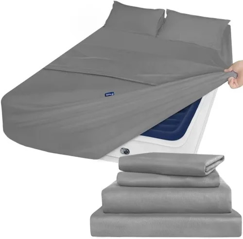 Miniatura 7 de Juego de sábanas tamaño King con bolsillo profundo - 4 piezas de sábanas extra suaves para cama King - Sábana bajera con bolsillo de almacenamiento