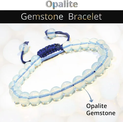 Miniatura 232 de Adjustable Crystal Bracelet – Gemstone Bead Bracelet with Adjustable Macrame String – Chic Gemstone Bracelet for Men and Women – 8mm Round Healing