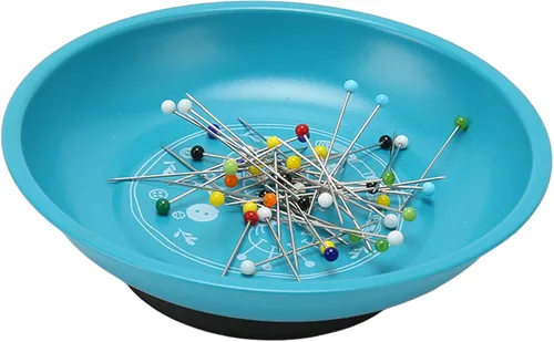 Miniatura 5 de BFYDOAA Plato magnético con 150 agujas de cuentas, cojín de costura magnético redondo, soporte magnético para agujas de coser, pasadores de presión
