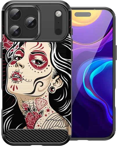 Miniatura 10 de CasesOnDeck - Funda compatible con Apple iPhone 17 Pro Max, diseño de TPU con patrón pictórico, flexible, delgada y elegante (casete retro)
