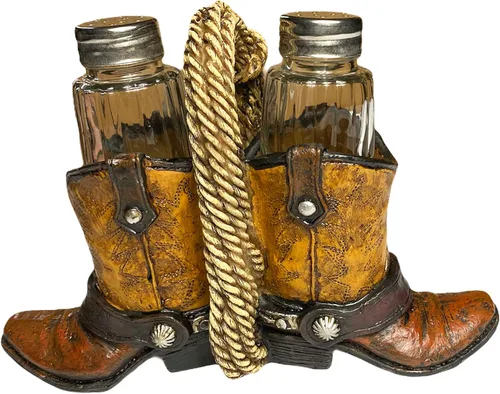 Miniatura 9 de Urbalabs - Botas de cerámica con bandera de Texas, salero y pimentero occidental, carrito, granja, mesa de comedor, cocina, decoración de encimera