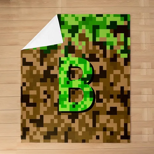Miniatura 2 de Castle Fairy Manta pixelada de franela de la letra B, manta de forro polar estilo minero, para niños y niñas, niños y adultos, manta mullida