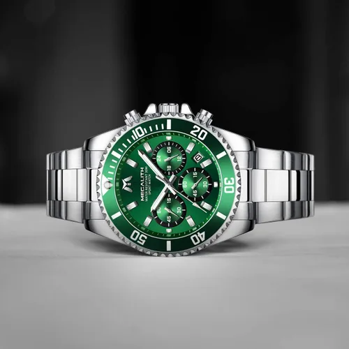 Miniatura 9 de MEGALITH Relojes para hombre, de acero inoxidable, resistente al agua, analógico, de cuarzo, moderno, de negocios, cronógrafo, con fecha automática