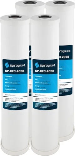 Miniatura 11 de SpiroPure SP-RFC-10 10x2.5 Cartucho de filtro de agua de carbón activado granular (GAC) de flujo radial de cáscara de coco de 25 micrones RFC-93