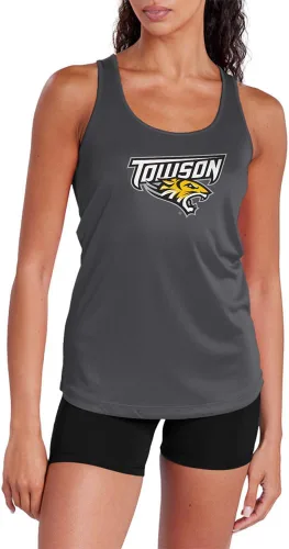 Miniatura 372 de Camiseta deportiva sin mangas oficial de la NCAA Collegiate para mujer, con espalda cruzada, logotipo primario, colección carbón
