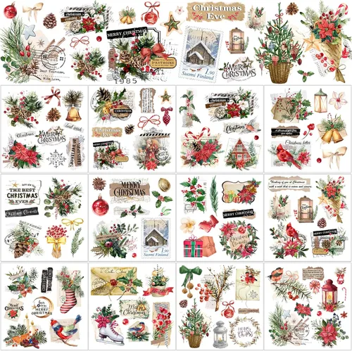 Miniatura 16 de BBTO 12 hojas de transferencia de Navidad para manualidades y muebles, calcomanías de transferencia de Navidad, calcomanías de invierno para madera