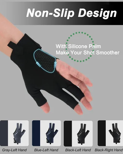 Miniatura 3 de WRELS Guantes de billar para mano izquierda o derecha, 1 guante deportivo de billar para mujeres y hombres
