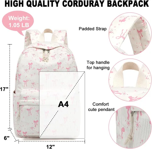 Miniatura 2 de BTOOP Mochila escolar para adolescentes, mochila grande de pana ligera, para niñas, niños, casual, escuela secundaria, universidad, Mediana