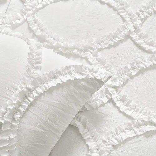 Miniatura 5 de Lush Décor - Juego de Cubrecama con falda de volantes para cama sencilla, estilo Shabby Chic, juego de 2 piezas, Poliéster, Blanco, King