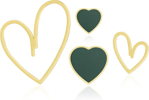 Linawe 4 Pcs Heart Stud Mismatched Earrings Set for Women Girls, Hypoallergenic Stainless Steel GoldRose GoldSilver Cartilage Tragus Piercing