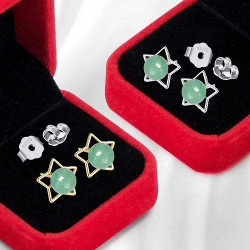 Miniatura 77 de Jade Earrings Studs,Green Jade Earrings for Women,925 Sterling Silver Earrings Studs for Sensitive Ears,Handmade Jade Earrings for Birthday