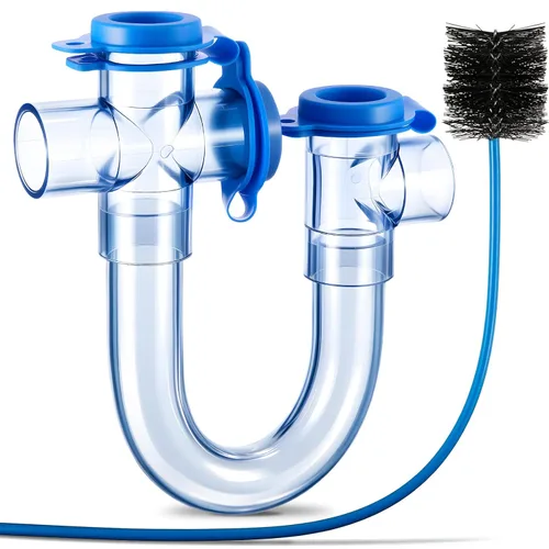 1 Pack 3/4 Inch Standard Condensate Trap with Cleaning Brush, PVC U Trap for HVAC Systems, Air Conditioner, Effectively Drains Condensate (Clear)