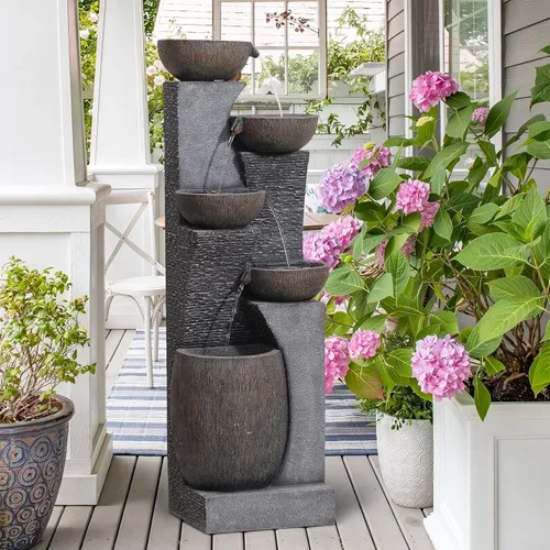 Miniatura 5 de Bumilgar 51.4" H Fuente de agua para jardín al aire libre de 5 niveles para jardín, patio, patio trasero, terraza, porche y decoración de arte
