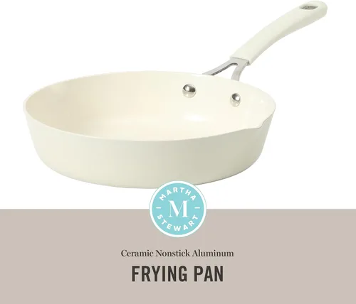Miniatura 2 de Martha Stewart Heathland - Utensilios de cocina de aluminio de 9.5 pulgadas, no tóxico, sartén antiadherente de cerámica de alta calidad, sartén