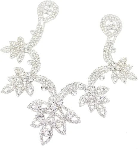 Miniatura 16 de PEARLY JUN Apliques de Pedrería Plateados Parches de Apliques de Diamantes para Vestidos Costura a Mano Proyectos de Manualidades DIY Ropa de Boda