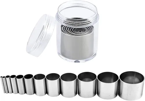 Miniatura 5 de Fireboomoon Juego de 12 cortadores de perforación huecos con estuche de almacenamiento, anillos circulares redondos de acero inoxidable, cortadores
