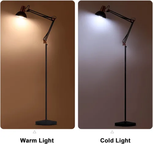 Miniatura 5 de Lámpara de pie LED FIRVRE, lámpara de pie giratoria vintage de metal, 3 modos de uso - lámpara de pie, lámpara de mesa y lámpara de clip, lámpara