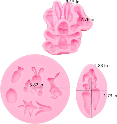 Miniatura 2 de Moldes de silicona de conejo para chocolate, 4 piezas de conejo, zanahoria, conejo de Pascua, fondant, moldes para hornear para decoración