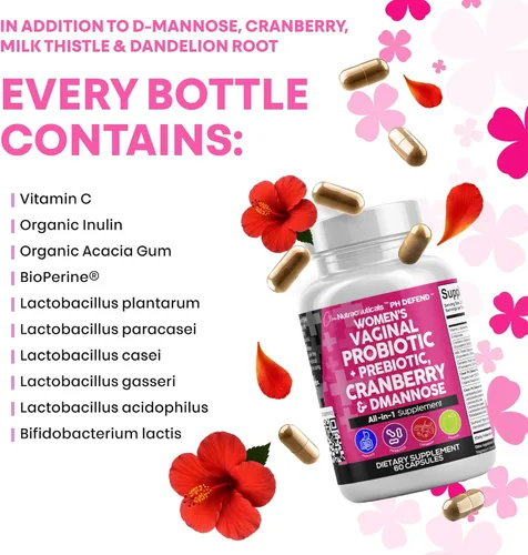 Miniatura 7 de Clean Nutraceuticals Probióticos Vaginales para Mujeres + Prebióticos 20 Mil Millones Pastillas de Arándano con D-Manosa 500 mg para la Salud