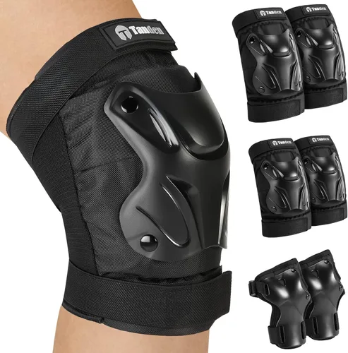 Tanden Equipo de Protección para Patinaje Rodilleras y Coderas Protectores de Muñeca para Patinaje sobre Ruedas Monopatín, Almohadillas de Patinaje