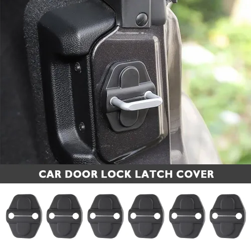 Miniatura 3 de 6 cubiertas para cerradura de puerta de automóvil, cubierta negra para cerradura de puerta compatible con Jeep Wrangler JLU JL 4XE Unlimited