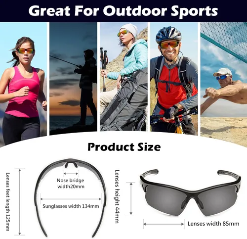 Miniatura 6 de POLARS DESIGN Outdoor Sports Polarized Sunglasses for Men and Women, TR90 Frame, UV Protection, With Case, for Fishing Hiking Alfombrilla negra C7