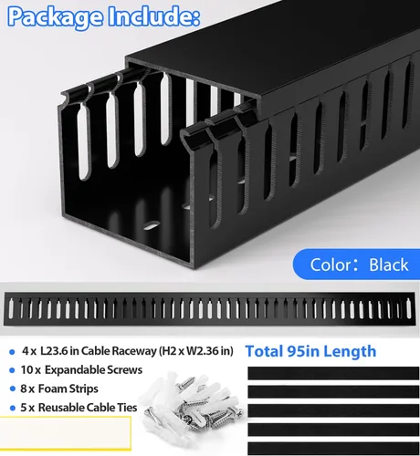 Miniatura 5 de ZhiYo Canaleta de gestión de cables para rack de servidor profesional de A2 pulg. x An2.4 pulg., kit de canaleta de cables de 95 pulg.