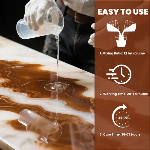 Miniatura 4 de Resina epoxi para mesa, kit de resina epoxi transparente de 1 galón con resistente a los rayos UV, alto brillo, seguro para alimentos, fácil