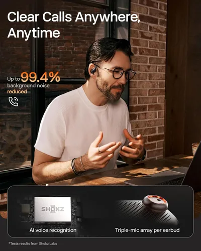 Miniatura 7 de SHOKZ OpenFit Pro - Auriculares inalámbricos de oreja abierta con reducción de ruido de oído abierto, optimizados para Dolby Atmos, graves