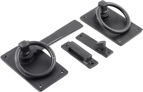 Miniatura 7 de Renovators Supply Manufacturing Cerradura de puerta de hierro forjado negro de 6.5 pulgadas con herrajes de montaje