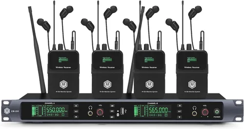 Miniatura 5 de W IN-MIX EM100 UHF Sistema de monitor intrauditivo inalámbrico 1 Bodypacks Sistema IEM mono, tecnología PLL, rango de 300 pies, latencia ultrabaja