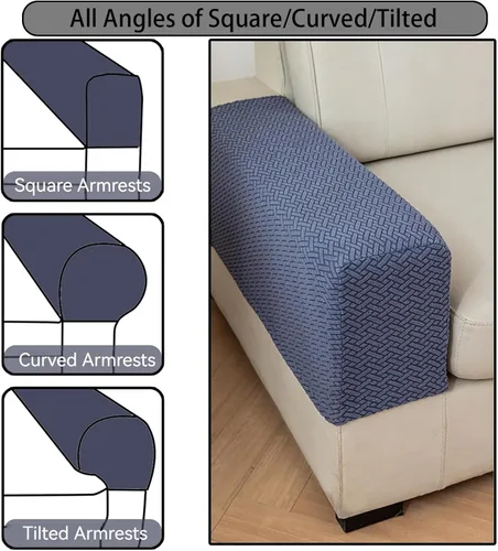 Miniatura 3 de Fundas para Brazos de Sofá y Fundas para Brazos de Sillón Juego de 2 - Protectores Elásticos para Reposabrazos de Sofá con Agarre Antideslizante