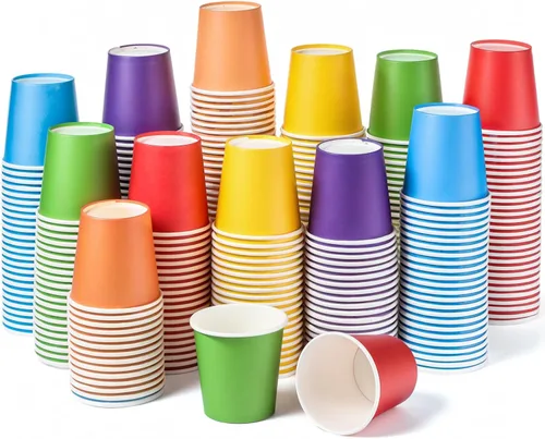 Miniatura 8 de Sawysine 300 tazas desechables de papel pastel de 5 onzas, tazas de enjuague bucal de colores, mini taza gruesa y resistente a fugas para agua