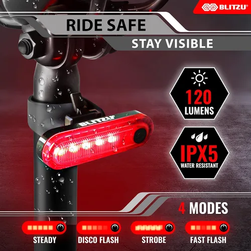 Miniatura 6 de BLITZU Juego de luces recargables tipo C ultra brillantes para bicicleta, faros delanteros y traseros para bicicleta, accesorios de bicicleta