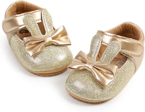 Miniatura 5 de myppgg Zapatos planos Mary Jane para bebé niña, con lazo brillante, vestido de princesa, zapatos de cuna antideslizantes para niños pequeños que