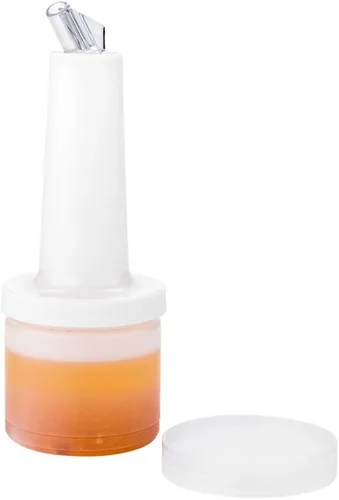 Miniatura 11 de Restaurantware Botella de plástico de almacenamiento de 2 cuartos de galón, con boquilla roja y tapa, botella de almacenamiento de barra, 4 3/4 Rojo