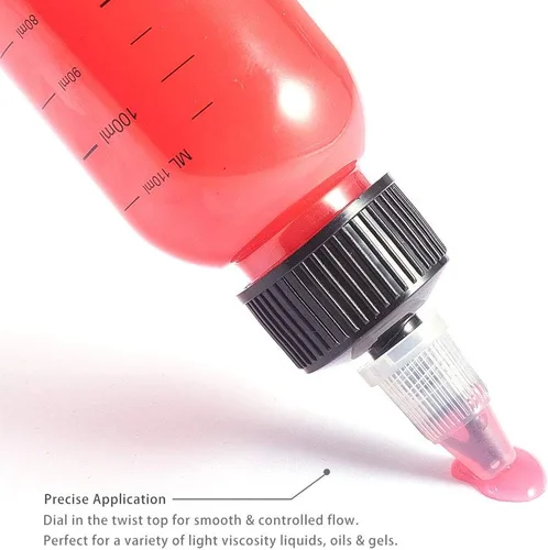 Miniatura 5 de BENECREAT Paquete de 12 botellas dispensadoras de plástico transparente de 3.7 fl oz con tapa giratoria y medición graduada para líquidos, tintas